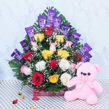 Chocolate & mix. rose special arrangement