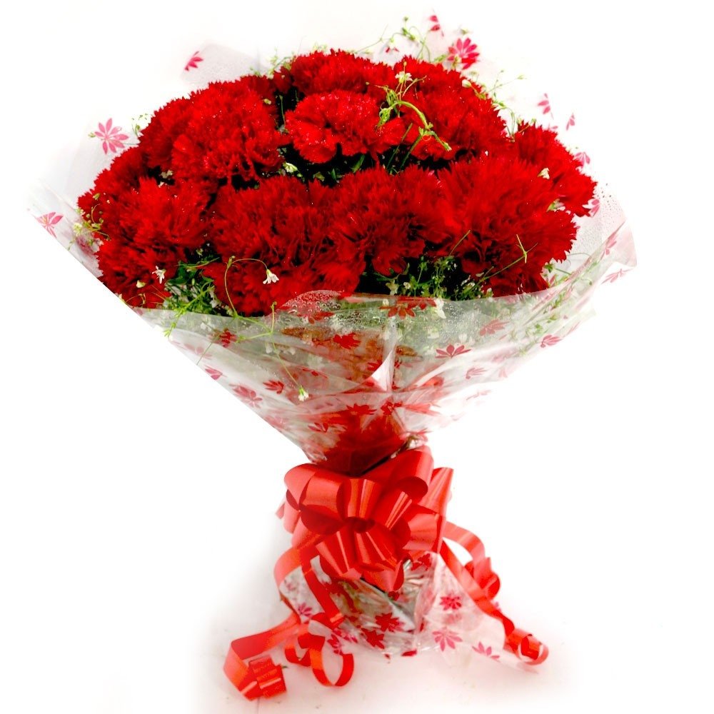 Attractive red carnation bunch