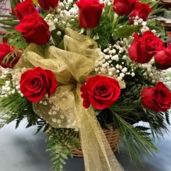 Beautiful Red Rose flowers basket