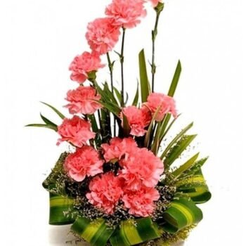 Pink Carnation flowers basket