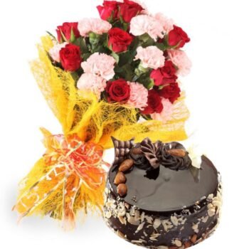 Mix flowers bunch with cake