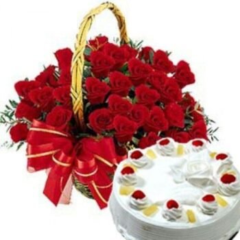 Lovely red basket With gift